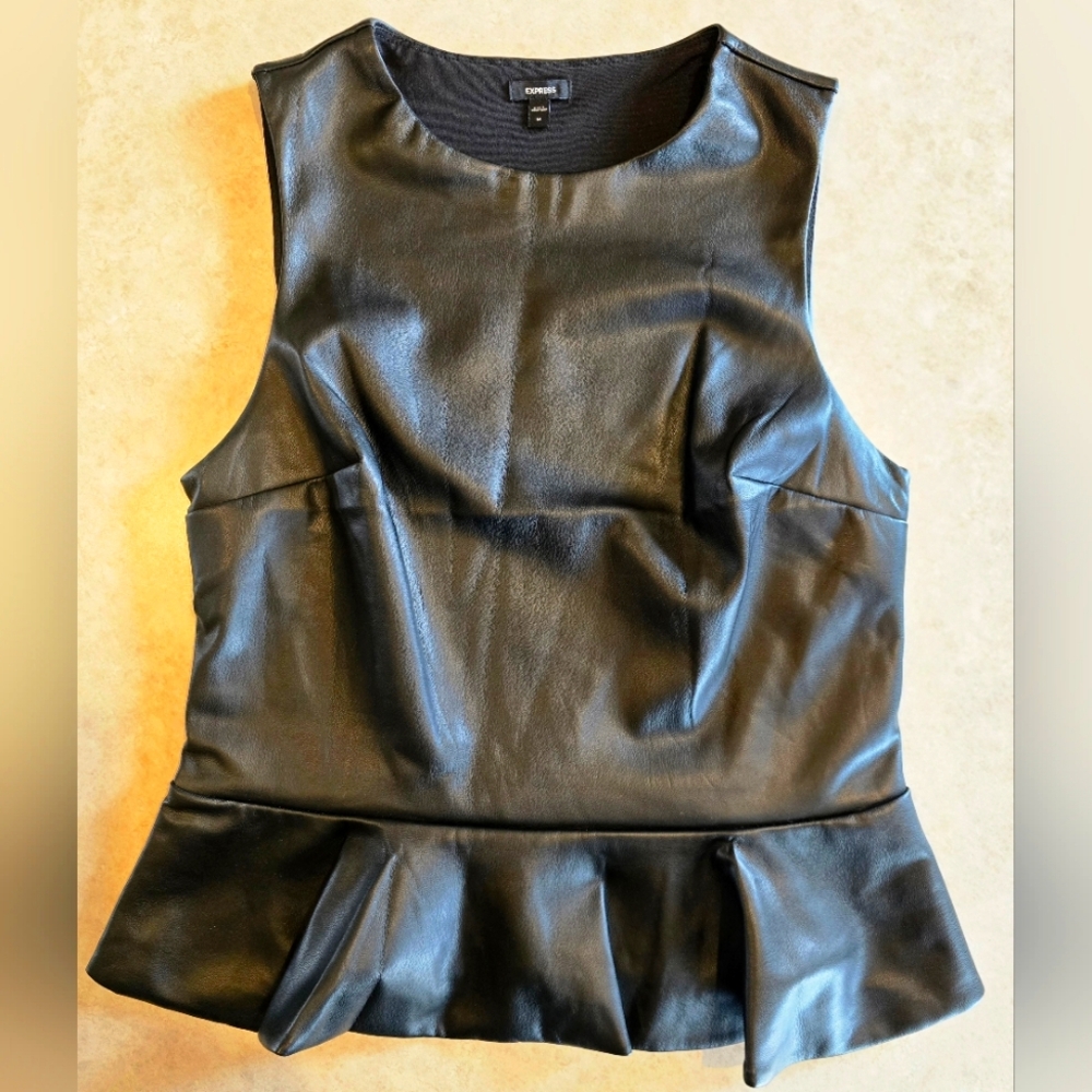 Express Faux Leather Peplum Top Size Medium